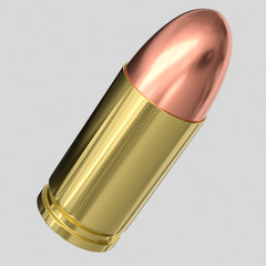 9mm Bullet Isolated on a Light Background