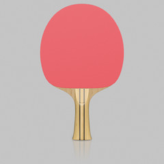Red Ping Pong Paddle Isolated on a Light Background