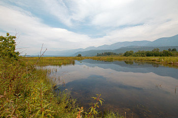 Flathead Lake at Ducharme Access near Polson Montana United States during the 2017 falls fires