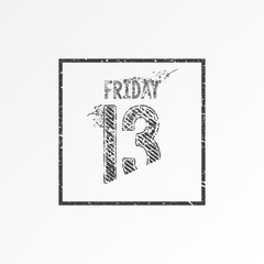 Friday 13th, grunge design, vector illustration. Friday the 13th vector banner.