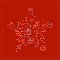 Vector background with different christmas and new year celebration elements.