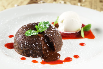 lava cake with ice cream