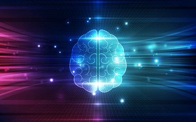 Vector abstract human brain on technology background represent artificial intelligence concept, illustration