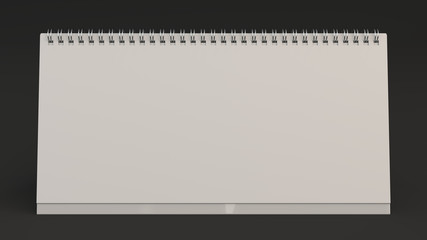 White table calendar mock-up on black surface