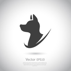 Naklejka premium Hunting dog head icon on gray background. Vector illustration.