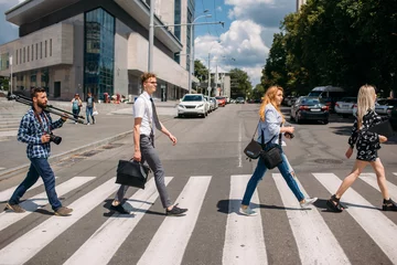 Deurstickers leisure crosswalk urban fashion youth lifestyle concept © Photodrive