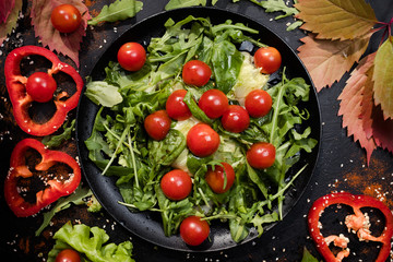 vegetarian salad proper nutrition concept. hard diet lifestyle. specially for cellulose fans.