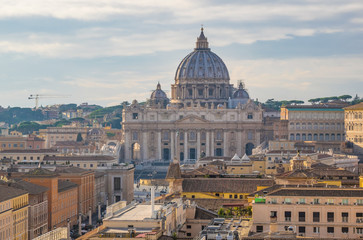 Rome (Italy) - The cityscape from Castel Sant'Angelo monument, a castle beside Saint Peter in Vatican