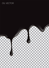 Realistic Black Oil isolated on transparent background. Vector illustration.