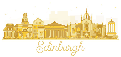 Naklejka premium Edinburgh Scotland City skyline golden silhouette.
