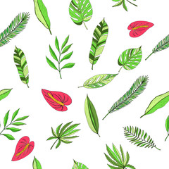 Floral paradise tropic seamless pattern