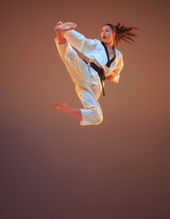 The karate girl with black belt