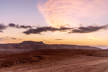 Fototapeta premium Magic pink and orange colorful scenic sunrise dawn over holy land judean desert in Israel.