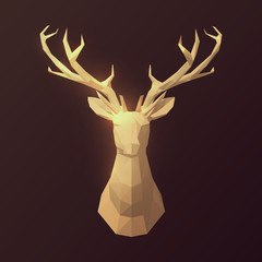 Deer head in geometric low poly style. Realistic polygonal 3d vector illustration.