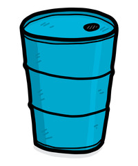 blue steel barrel / cartoon vector and illustration, hand drawn style, isolated on white background.