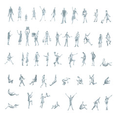 Set hand drawn sketch of silhouettes people. Marker vector illustration.