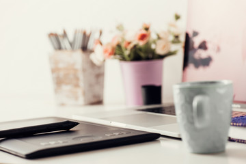 Workspace of professional retoucher.