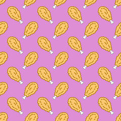 Fire chicken nugget food Seamless Pattern doodle vector  isolated wallpaper background