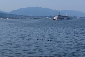 A wonderful paddle boat, at Ohtsu port in Japan.