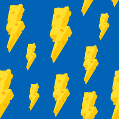 Thunder butter cheese Seamless pattern vector isolated wallpaper background blue