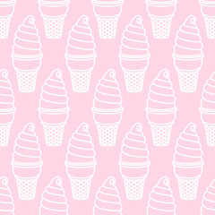 ice cream cone waffle cup seamless pattern vector isolated chocolate vanilla watermelon sweet candy wallpaper background Pink