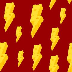 Thunder butter cheese vector Seamless pattern isolated wallpaper background Red