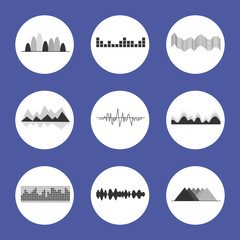 Charts Set Placed in Circles Vector Illustration