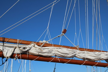 Collapsed sails on a yacht