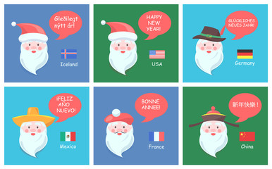 Santa Clauses from All Over World Festive Posters