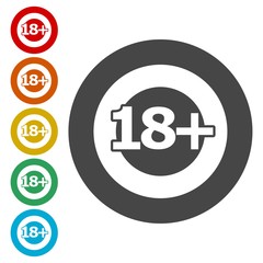 18+ age restriction sign, Vector eighteen icon 