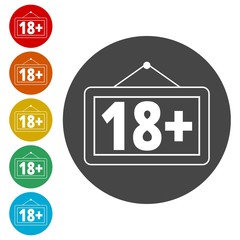18+ age restriction sign, Vector eighteen icon 
