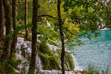 Fototapety  Chorwacja Jezioro Plitwickie, naturalne tło podróży, park narodowy
