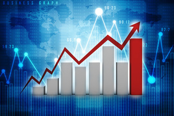 3d rendering Stock market online business concept. business Graph
