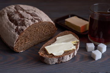 Homemade bread and butter and tea