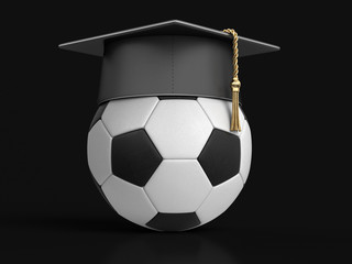Graduation cap and Soccer Ball. Image with clipping path - 185649929