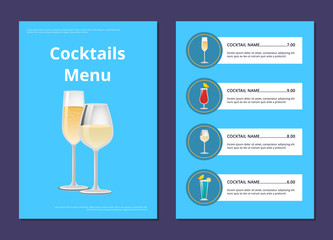 Cocktail Menu Advertisement Poster Champagne Glass