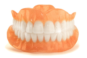 dentures close-up on a white background isolate