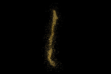 Chile shaped from golden glitter on black (series)