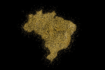 Brazil shaped from golden glitter on black (series)