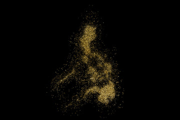 Philippines shaped from golden glitter on black (series)