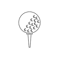 ball on tee golf icon image vector illustration design  black dotted line