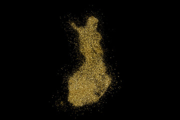 Obraz premium Finland shaped from golden glitter on black (series)