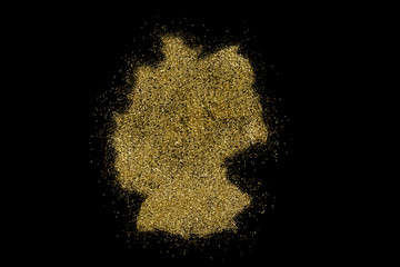 Germany shaped from golden glitter on black (series)