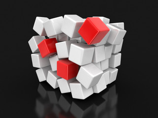 Cube falls apart. Image with clipping path
