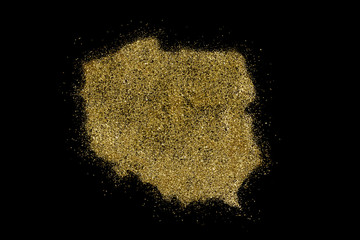 Poland shaped from golden glitter on black (series)