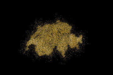 Switzerland shaped from golden glitter on black (series)