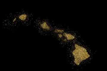 Hawaii shaped from golden glitter on black (series)