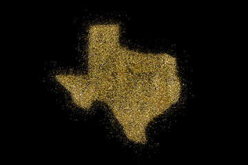 Texas shaped from golden glitter on black (series)
