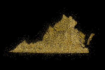 Virginia shaped from golden glitter on black (series)