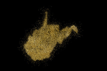 West Virginia shaped from golden glitter on black (series)